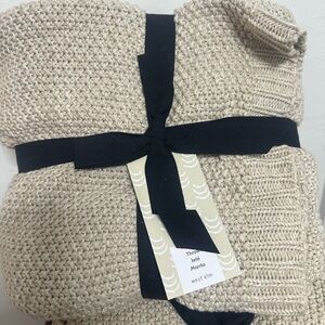 West Elm Cream Cotton Knit Blanket